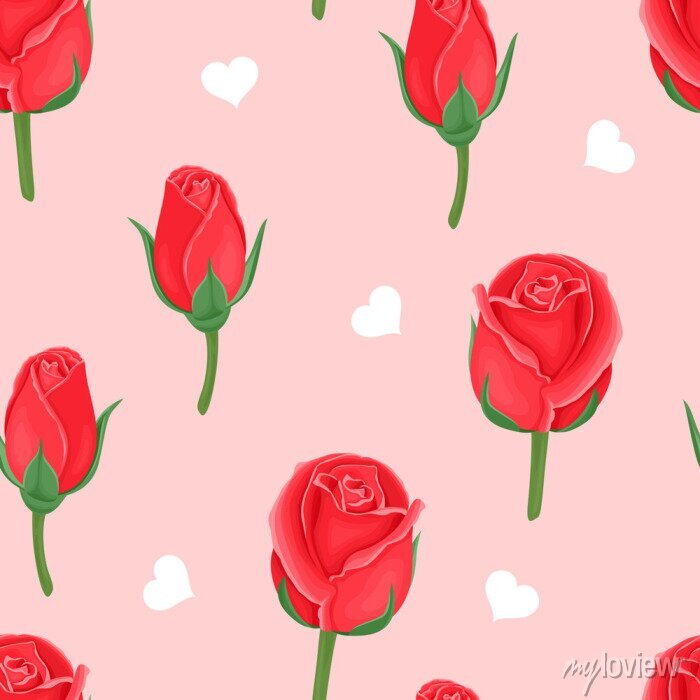 Detail Rose Seamless Pattern Nomer 7