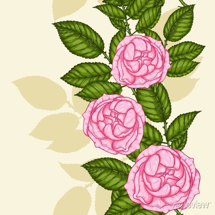 Detail Rose Seamless Pattern Nomer 8