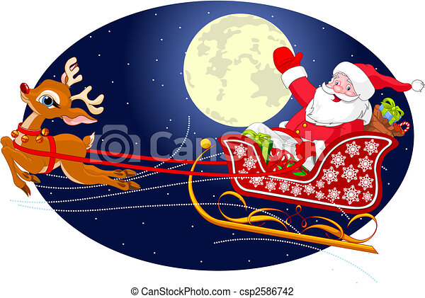 Detail Pictures Of Santa Flying In His Sleigh Nomer 11