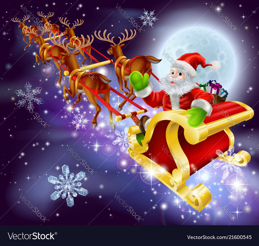 Detail Pictures Of Santa Flying In His Sleigh Nomer 3