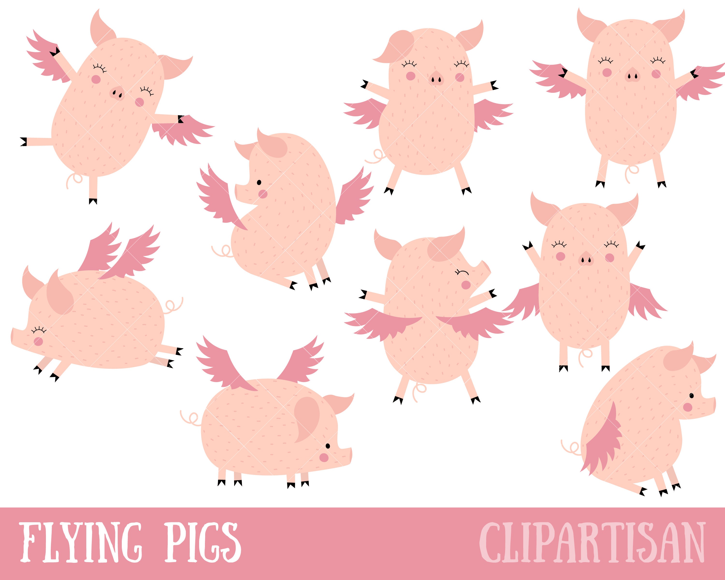 Detail Pig Flying Clipart Nomer 24