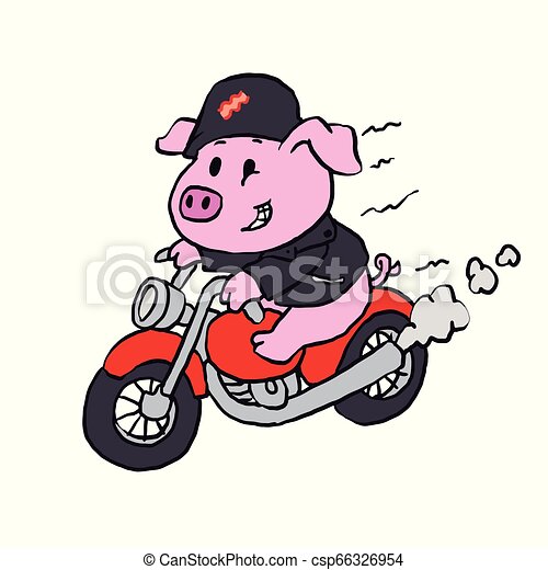 Detail Pig On Motorcycle Clipart Nomer 6