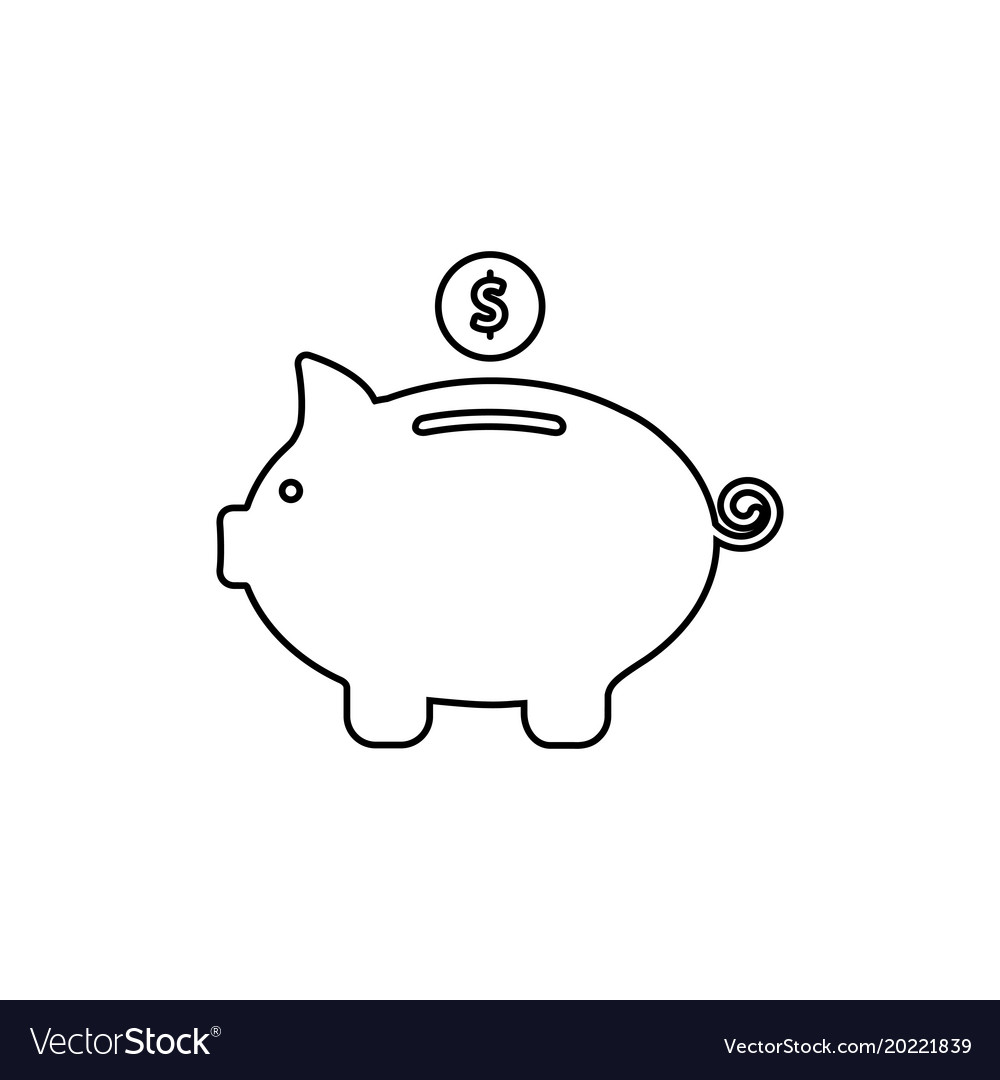 Detail Piggy Bank Clipart Black And White Nomer 10