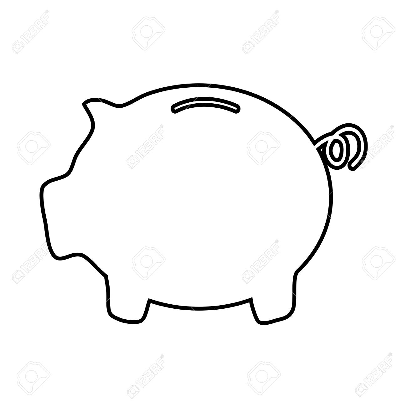 Detail Piggy Bank Clipart Black And White Nomer 19