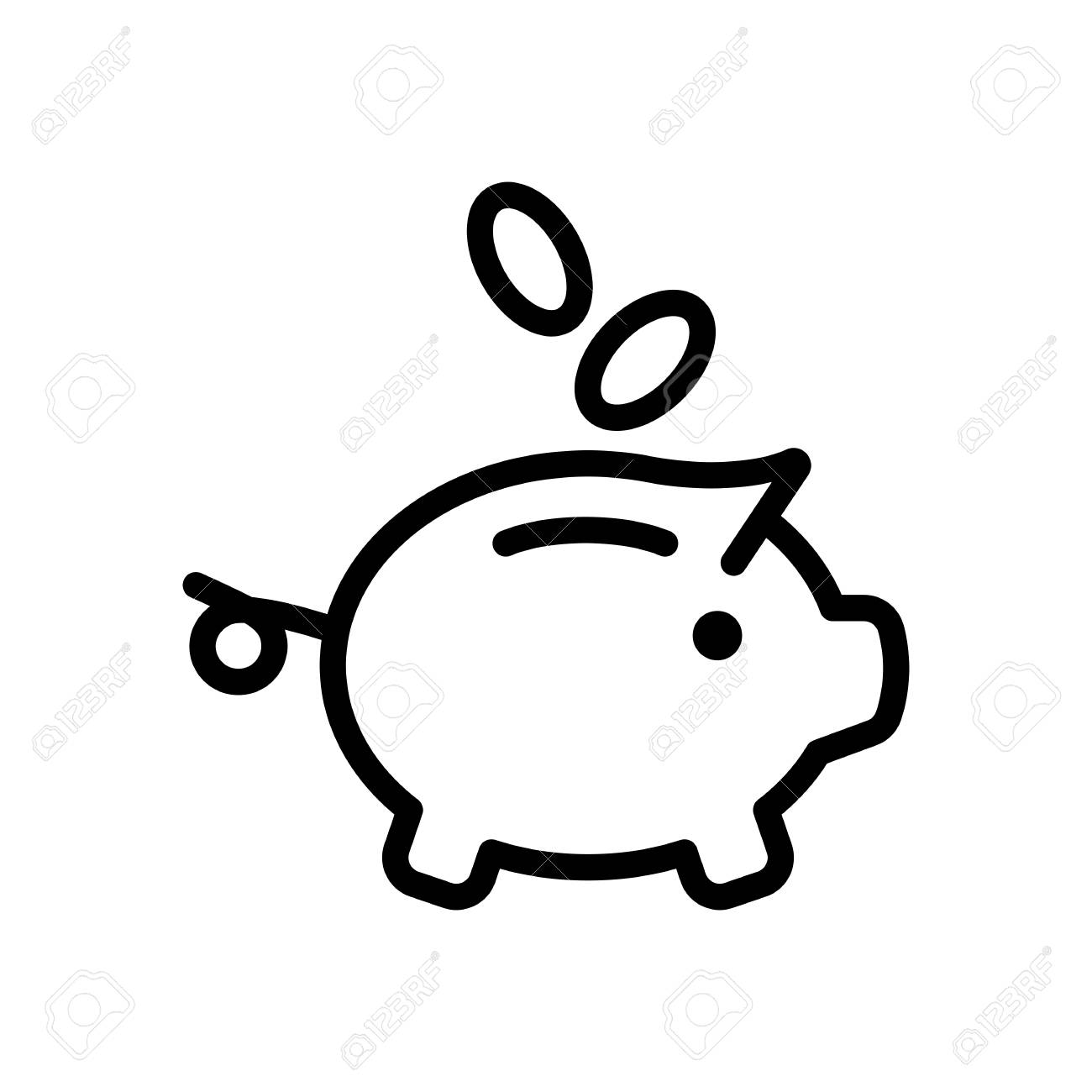 Detail Piggy Bank Clipart Black And White Nomer 22
