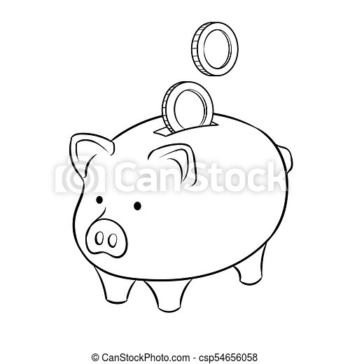 Detail Piggy Bank Clipart Black And White Nomer 28