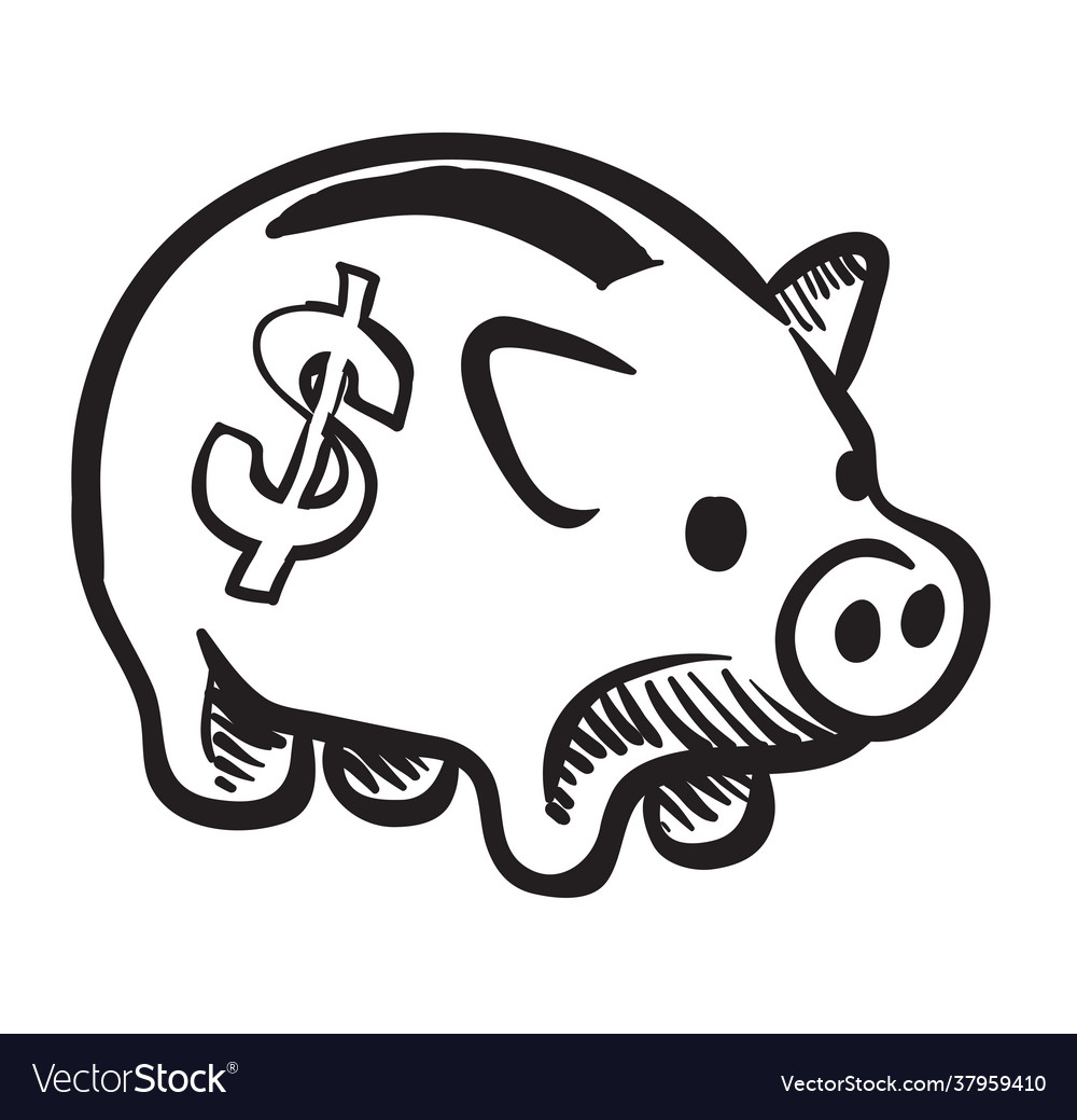 Detail Piggy Bank Clipart Black And White Nomer 42