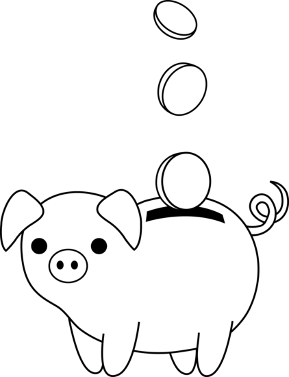 Detail Piggy Bank Clipart Black And White Nomer 4