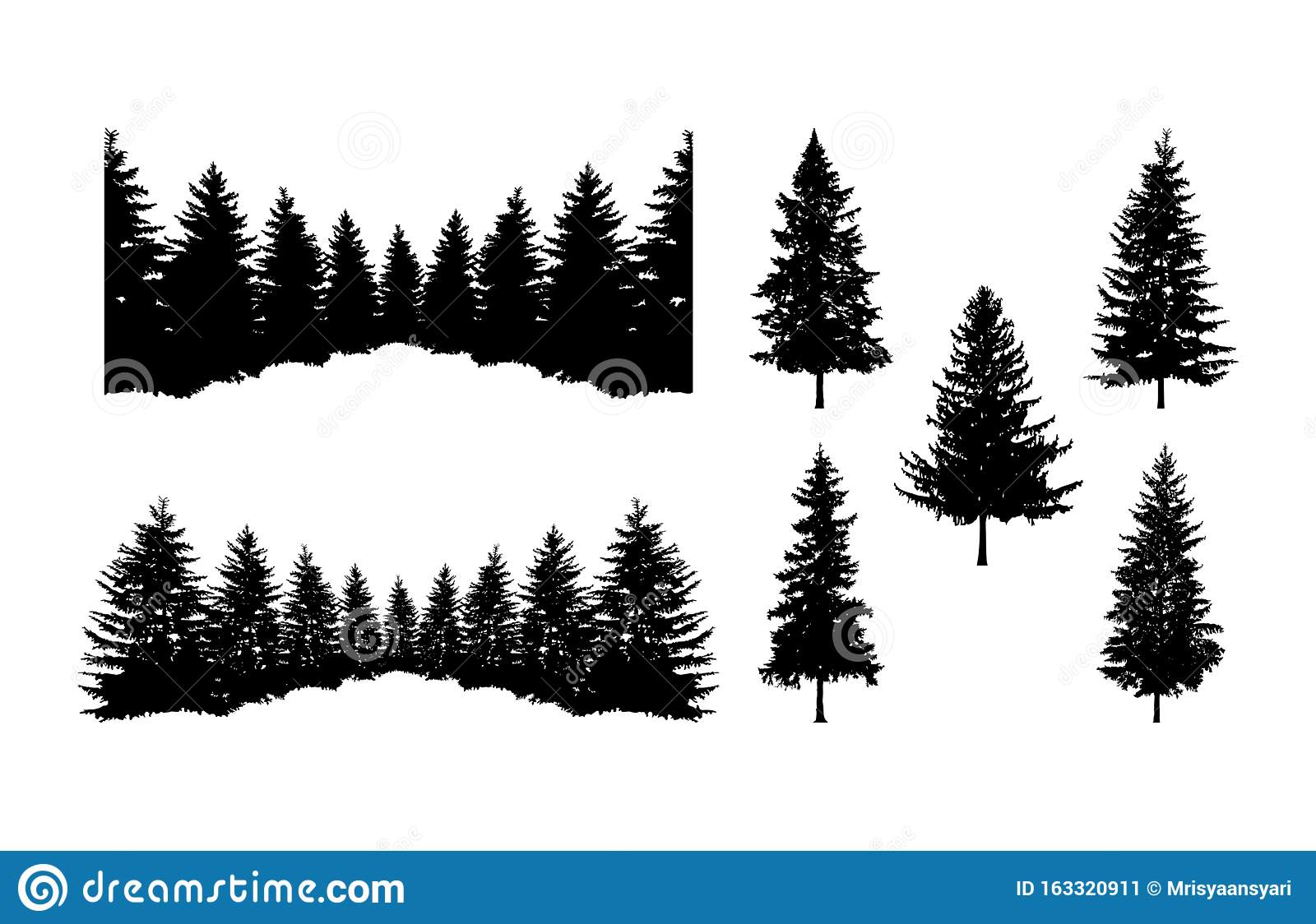 Detail Pine Tree Silhouette Clip Art Nomer 28