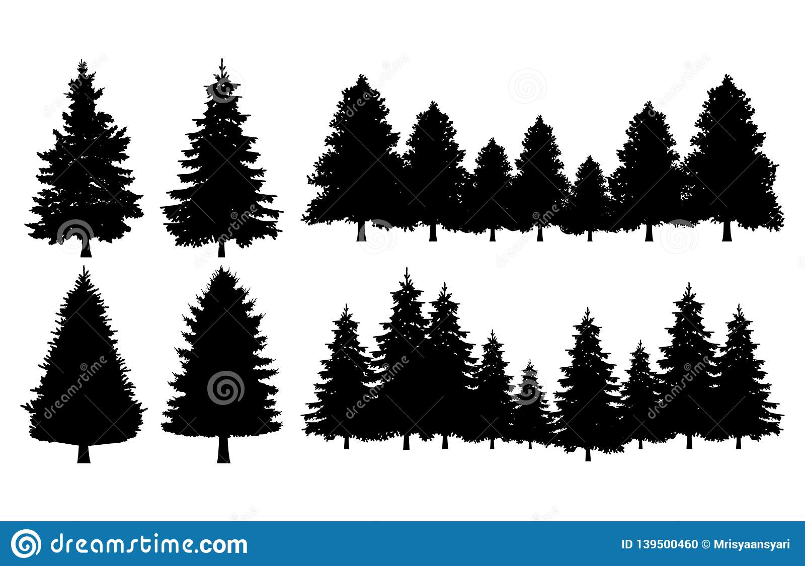 Detail Pine Tree Silhouette Clip Art Nomer 5