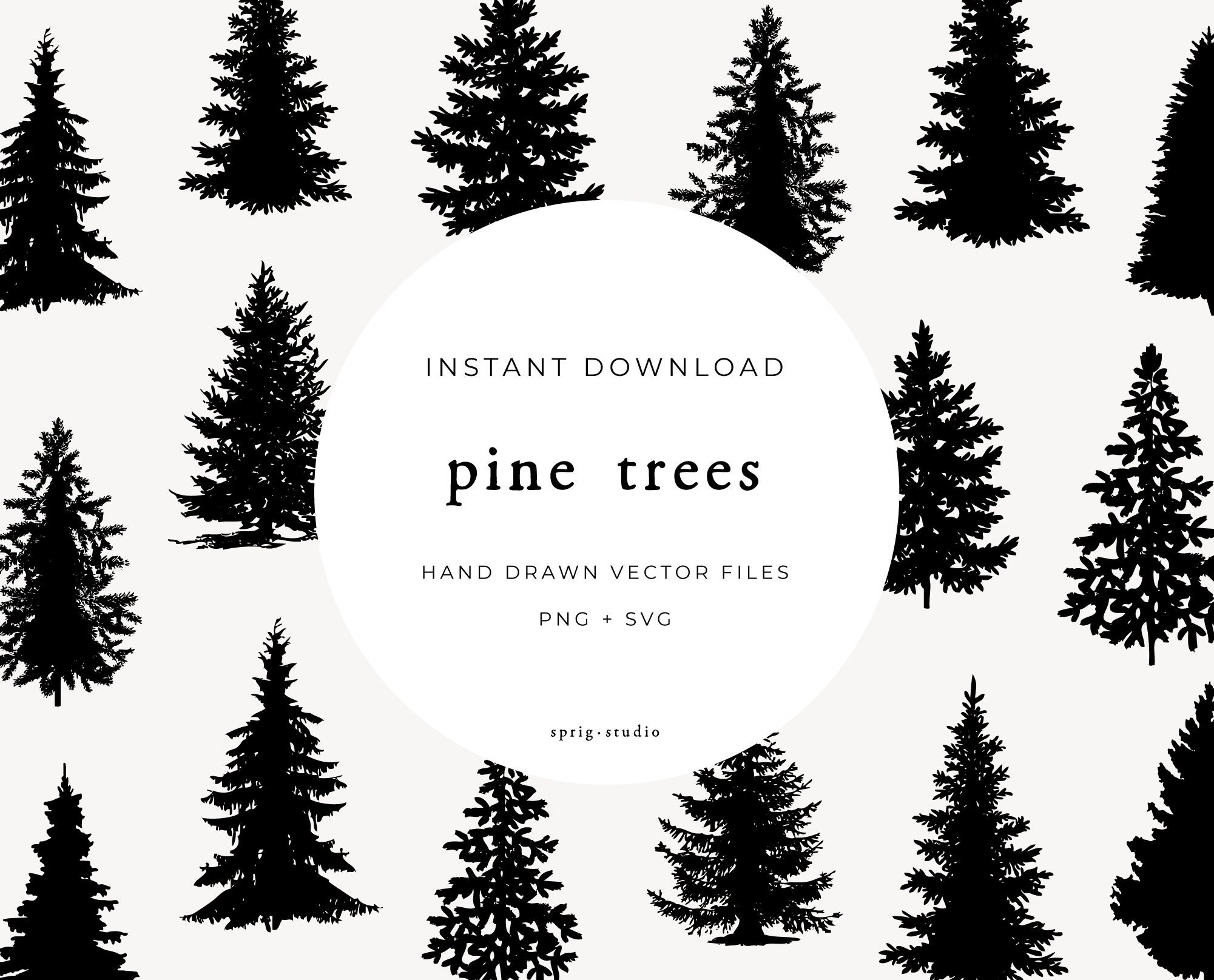 Detail Pine Tree Silhouette Clip Art Nomer 49