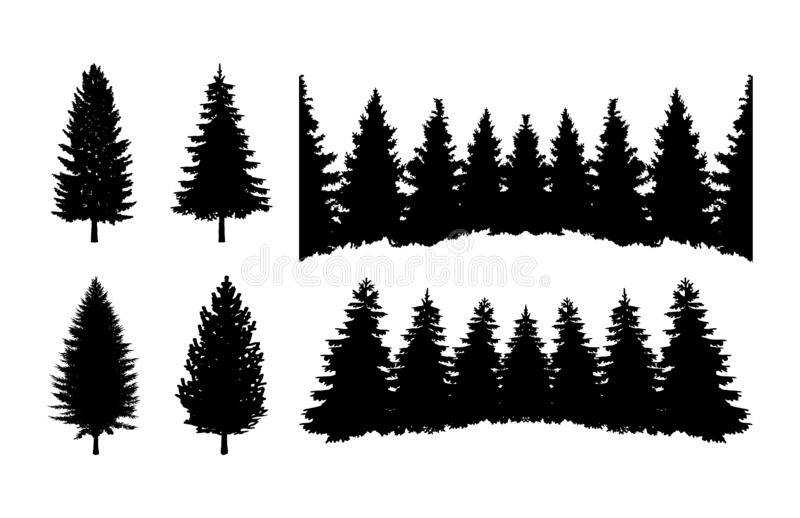 Detail Pine Tree Silhouette Clip Art Nomer 9