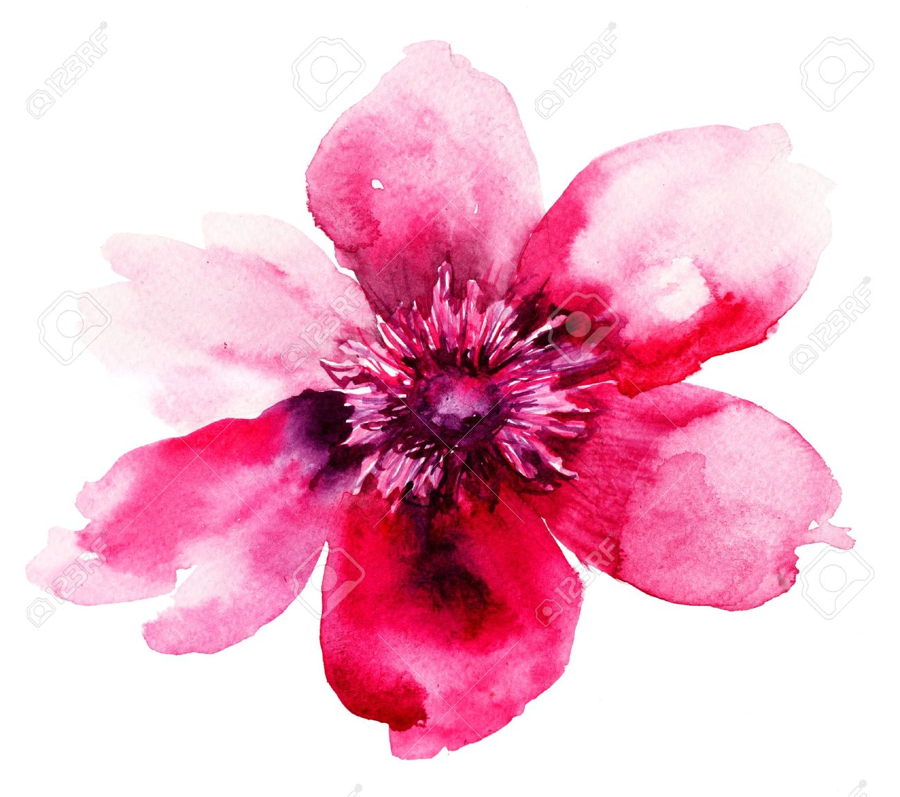 Detail Pink Flower Watercolor Nomer 17