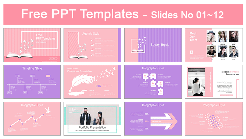 Detail Pink Powerpoint Template Nomer 34