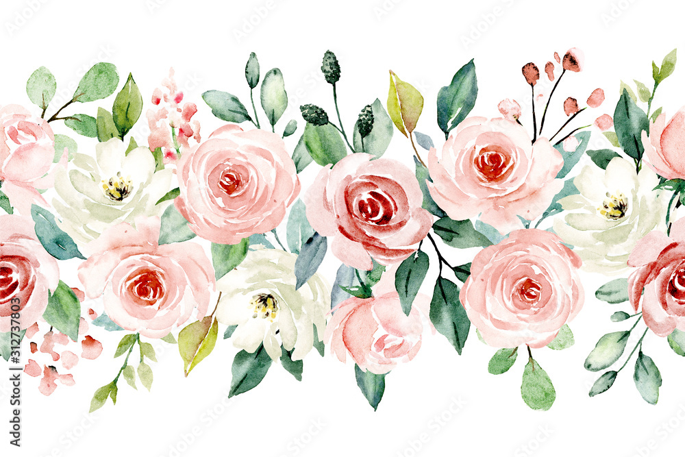 Detail Pink Watercolor Flowers Nomer 25