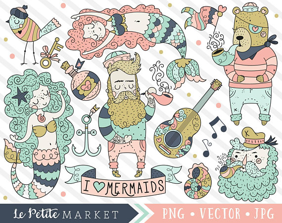 Detail Pirate And Mermaid Clipart Nomer 46