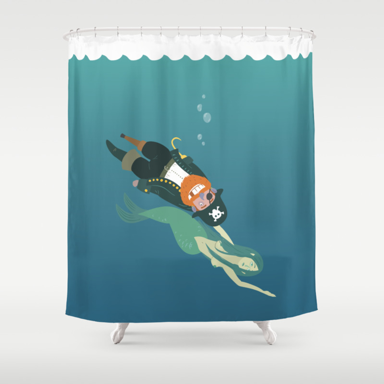 Detail Pirate Mermaid Shower Curtain Nomer 10