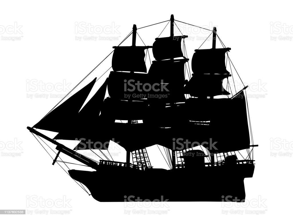 Detail Pirate Ship Silhouette Clip Art Nomer 15