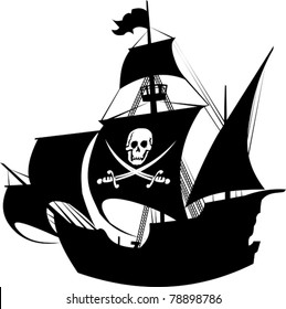 Detail Pirate Ship Silhouette Clip Art Nomer 18