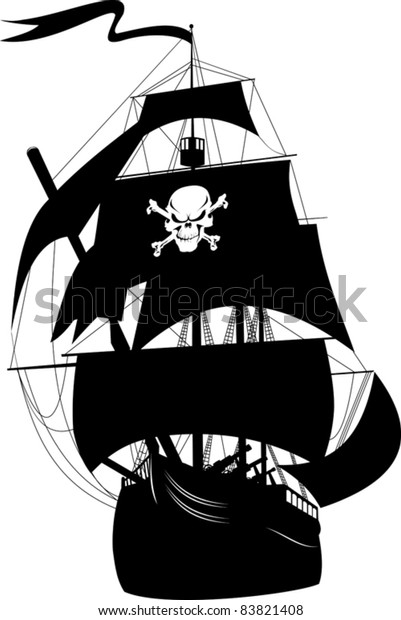Detail Pirate Ship Silhouette Clip Art Nomer 23
