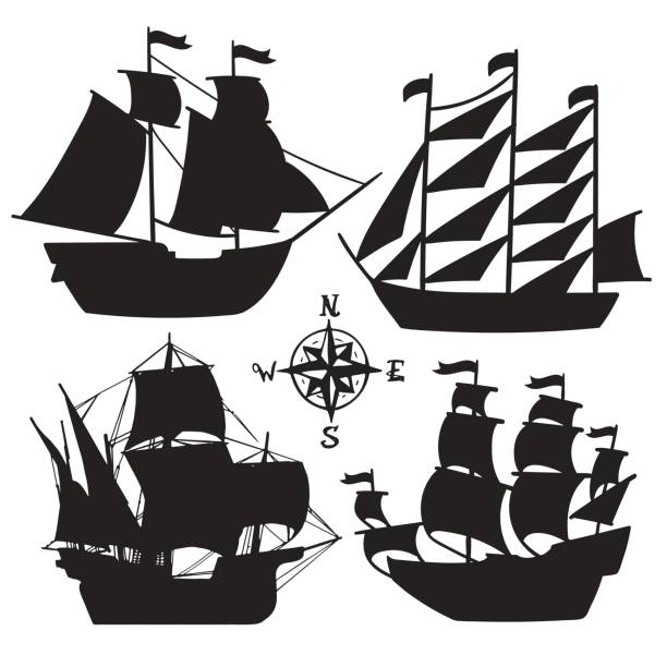 Detail Pirate Ship Silhouette Clip Art Nomer 25