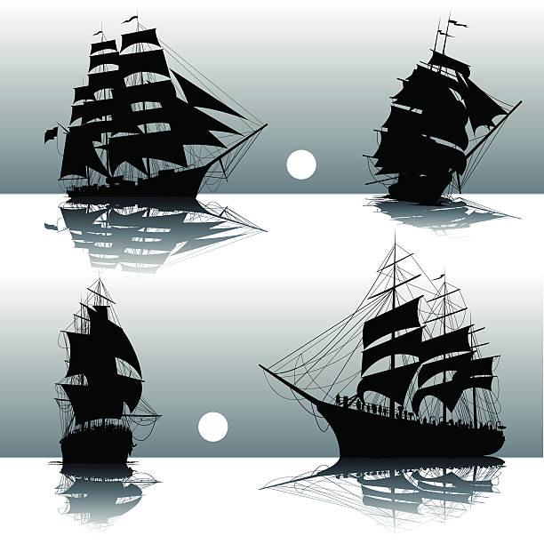 Detail Pirate Ship Silhouette Clip Art Nomer 27