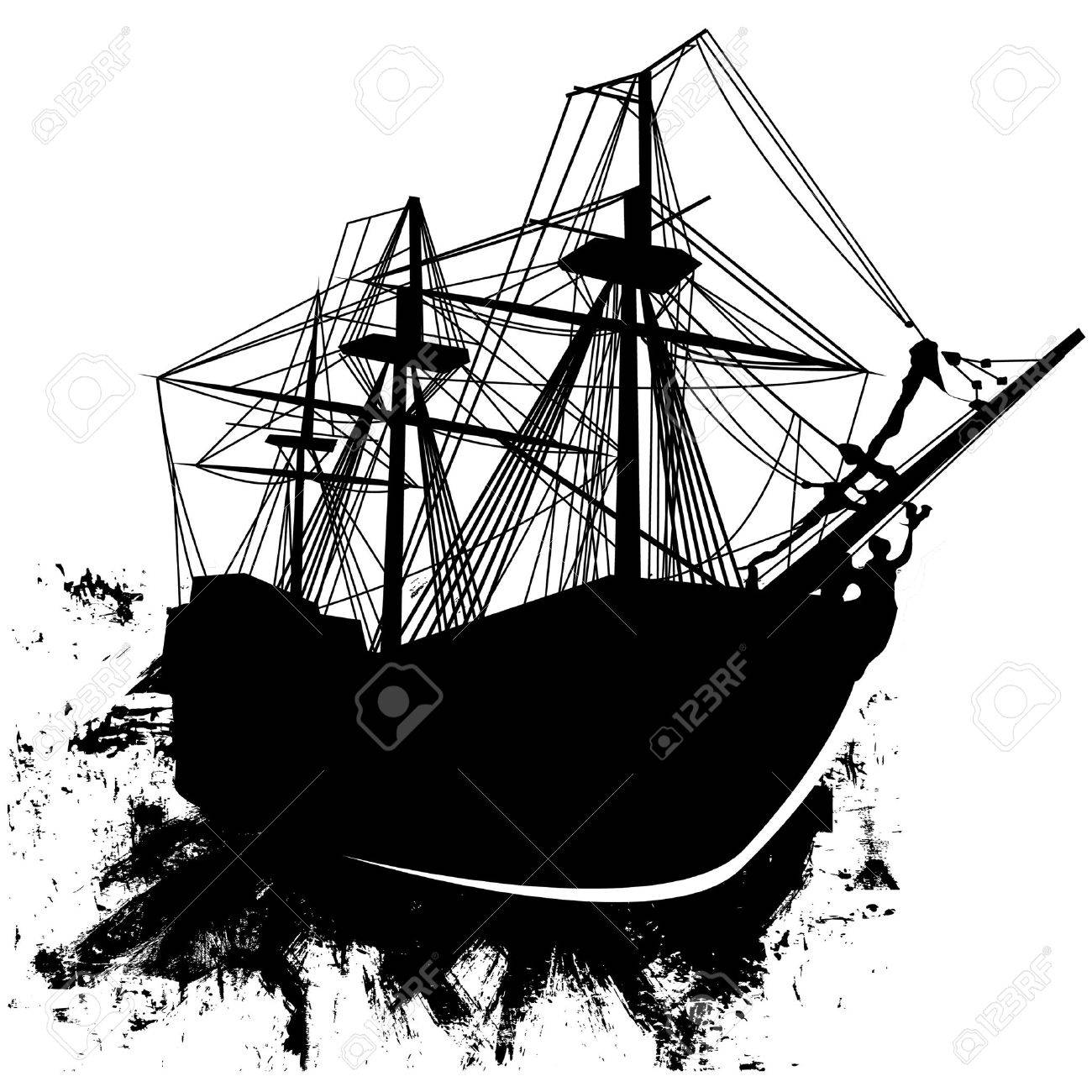 Detail Pirate Ship Silhouette Clip Art Nomer 33
