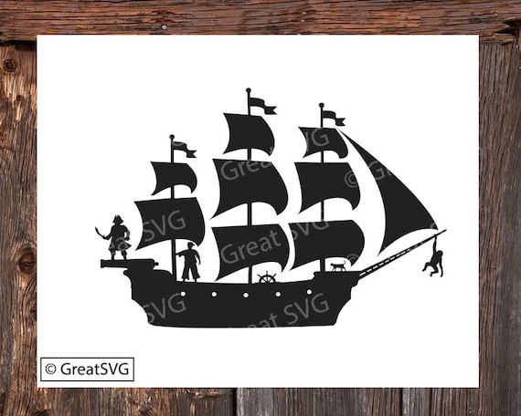 Detail Pirate Ship Silhouette Clip Art Nomer 35