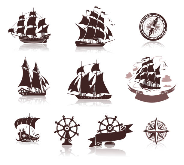 Detail Pirate Ship Silhouette Clip Art Nomer 36