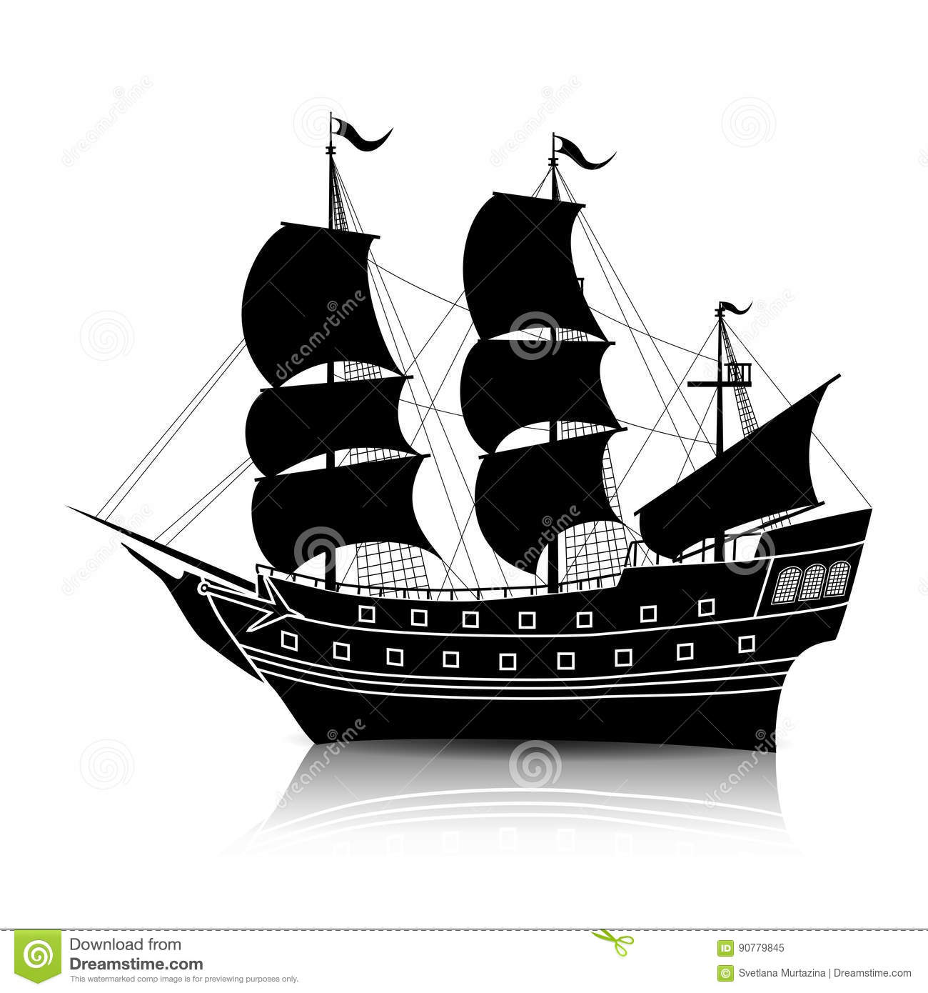 Detail Pirate Ship Silhouette Clip Art Nomer 37
