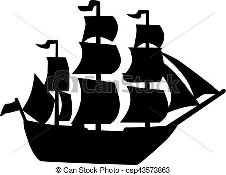 Detail Pirate Ship Silhouette Clip Art Nomer 38