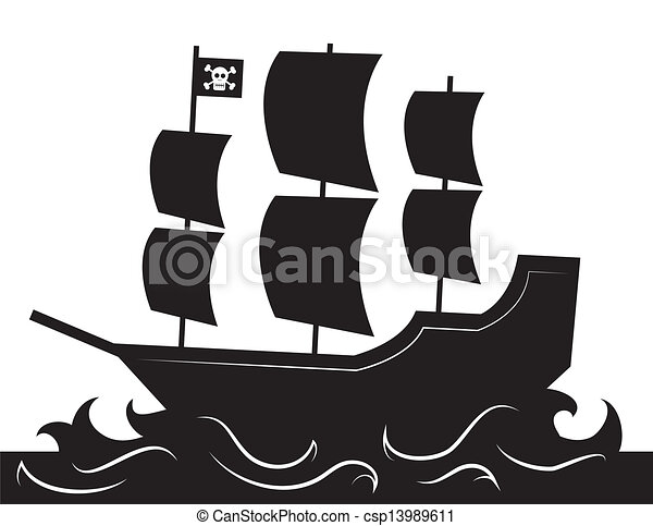 Detail Pirate Ship Silhouette Clip Art Nomer 40