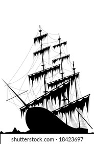 Detail Pirate Ship Silhouette Clip Art Nomer 43