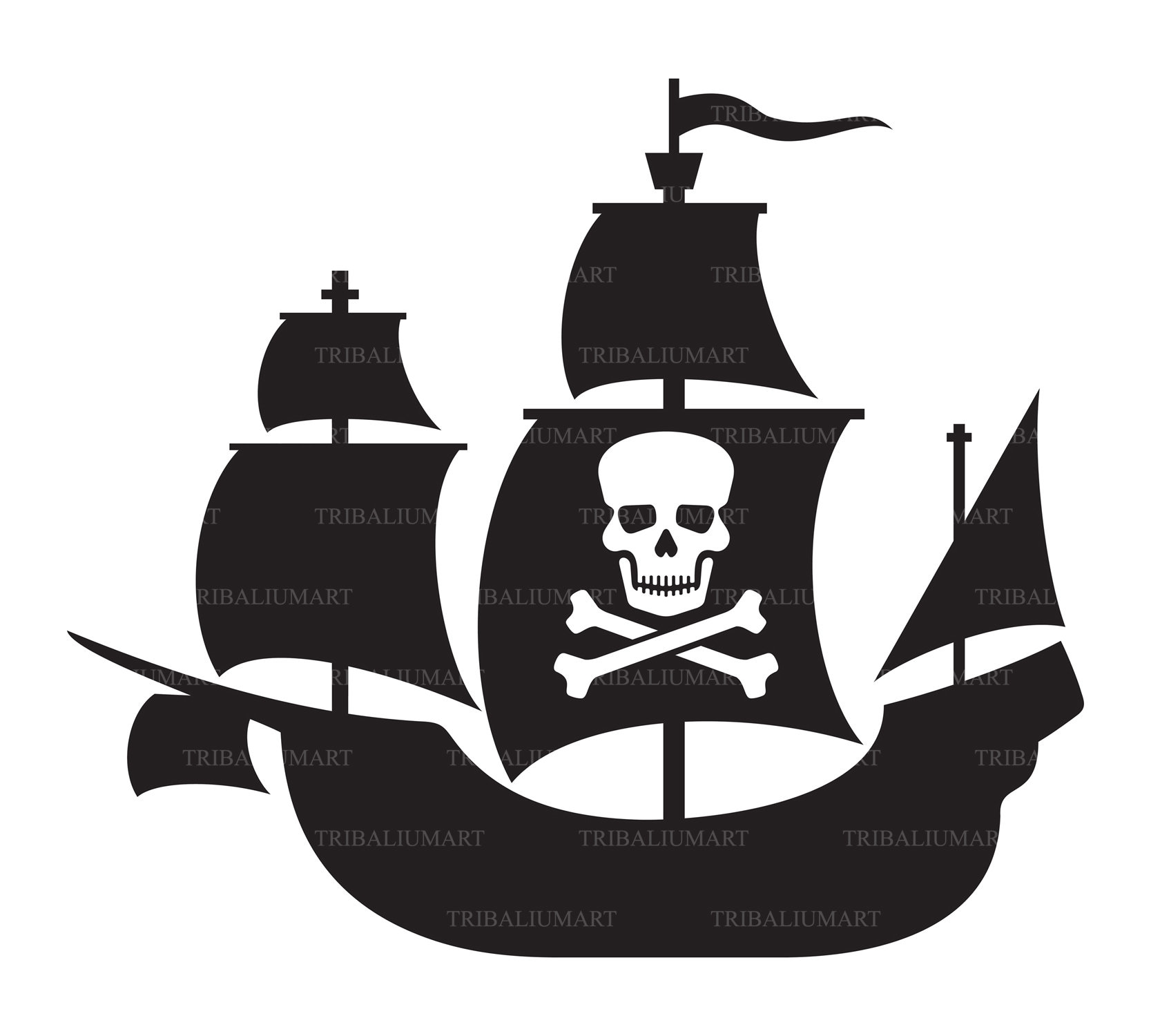 Detail Pirate Ship Silhouette Clip Art Nomer 44