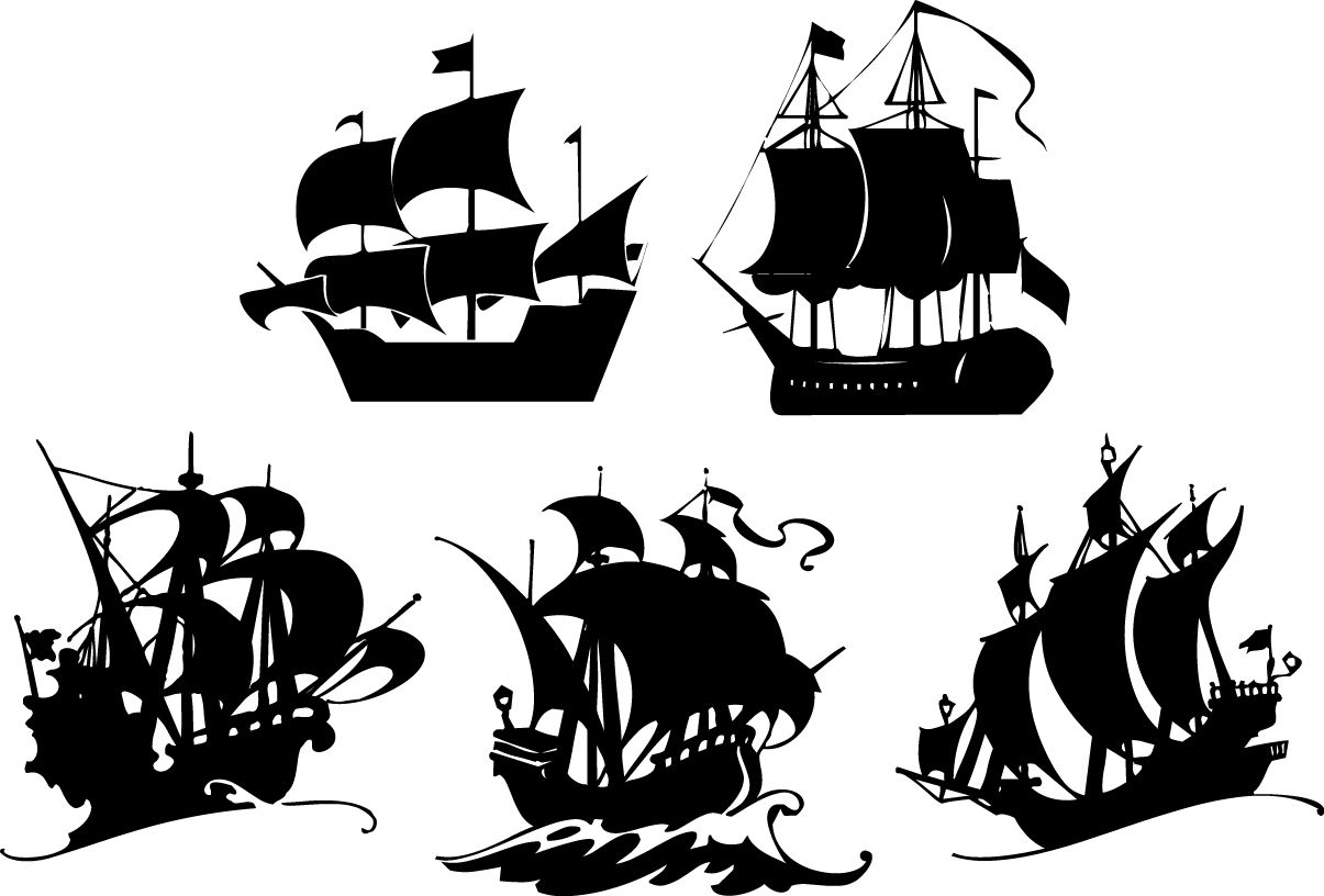 Detail Pirate Ship Silhouette Clip Art Nomer 49