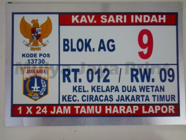 Detail Plat Nomor Rumah Nomer 20