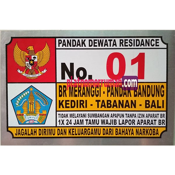 Detail Plat Nomor Rumah Satuan Nomer 13