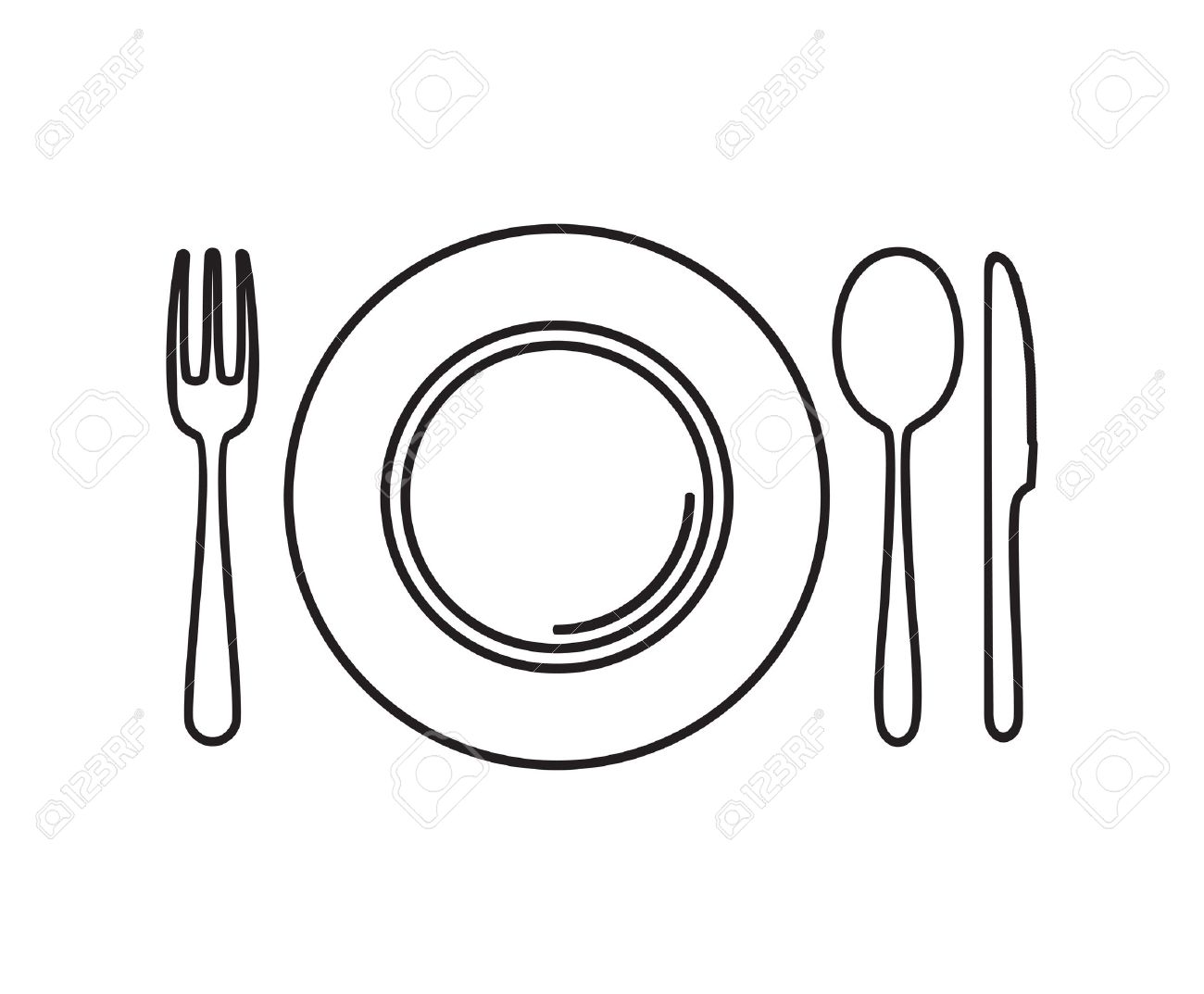 Detail Plate And Fork Clipart Nomer 12