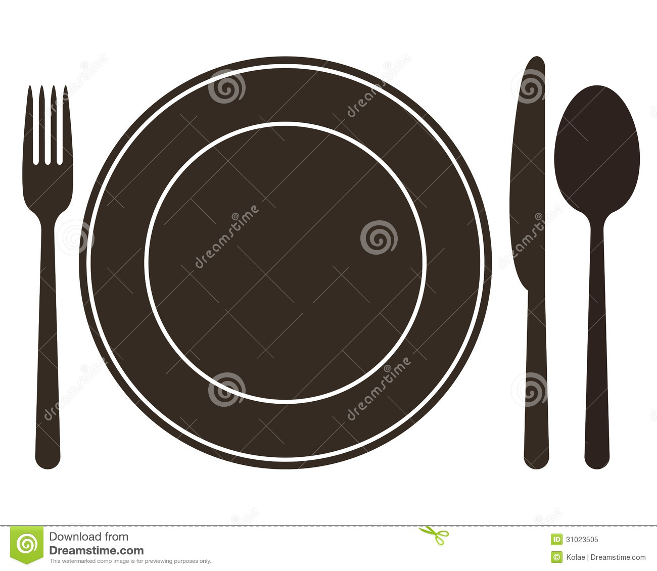 Detail Plate Fork And Knife Clipart Nomer 30