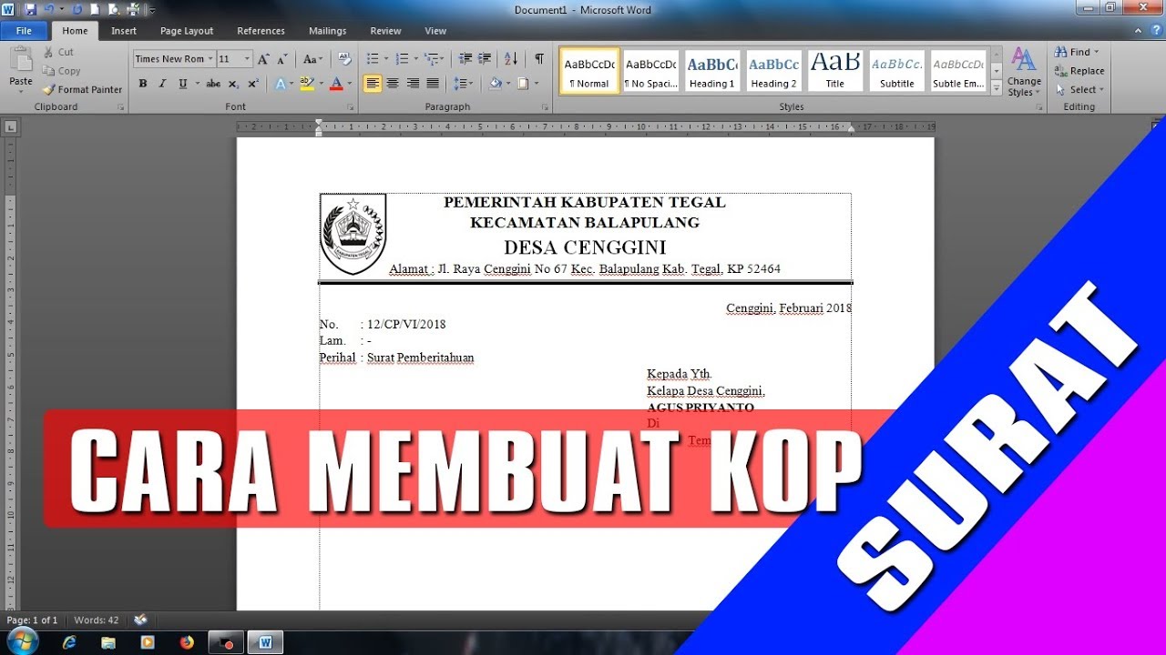 Detail Aturan Membuat Kop Surat Nomer 14