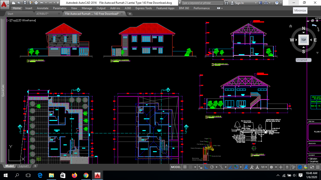 Detail Autocad Denah Rumah 2 Lantai Nomer 39