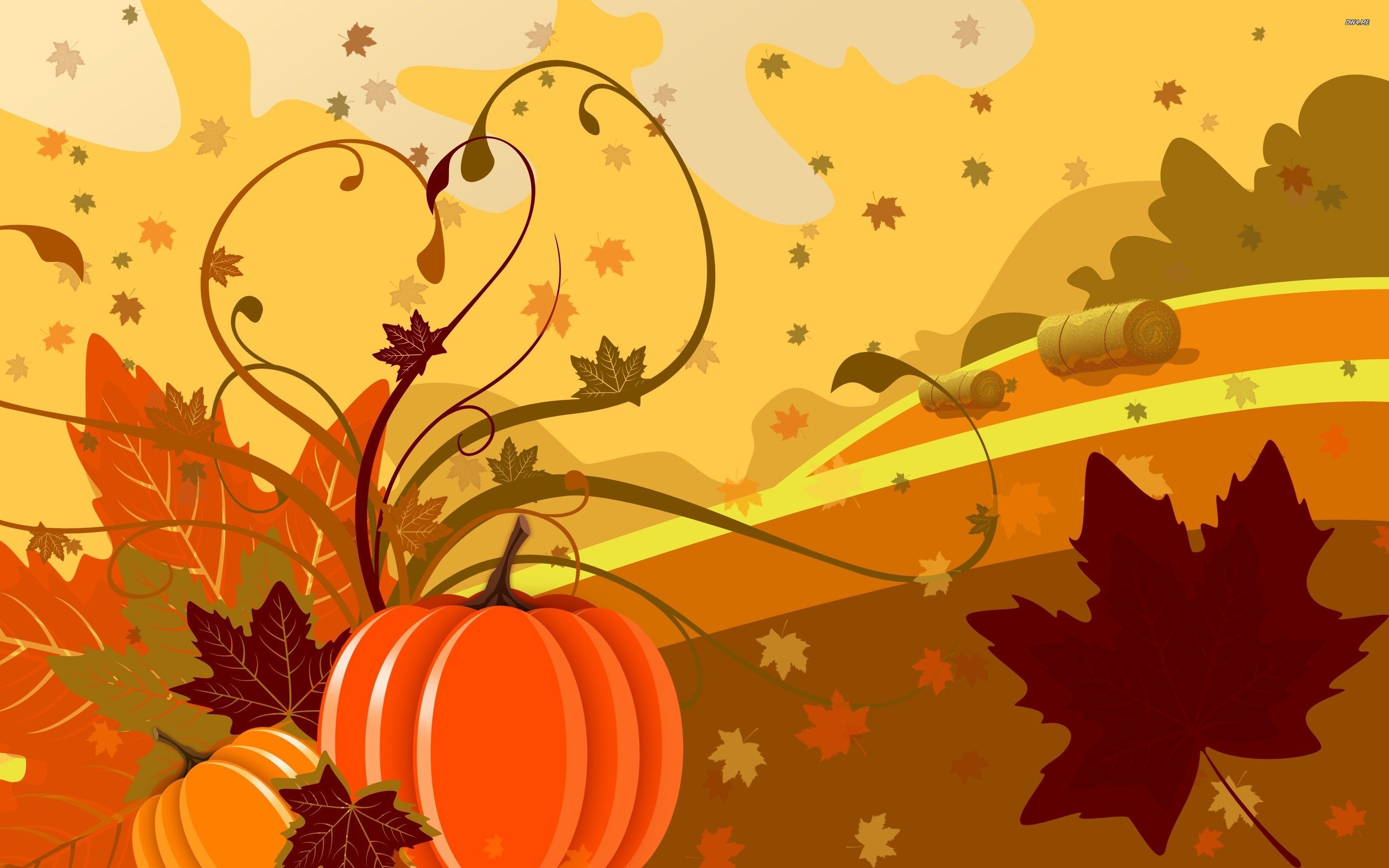 Detail Autumn Leaves And Pumpkins Wallpaper Nomer 2