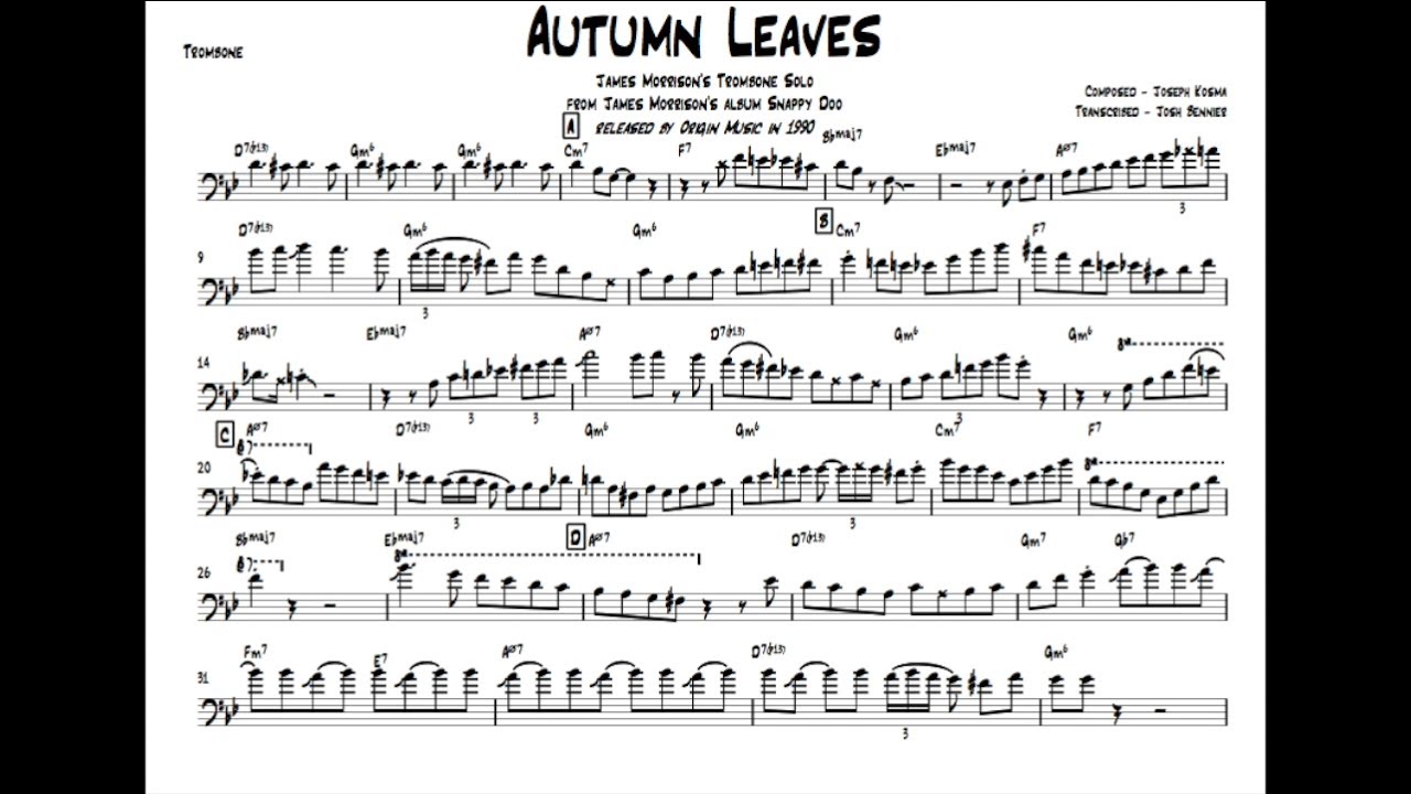 Detail Autumn Leaves Trombone Nomer 7