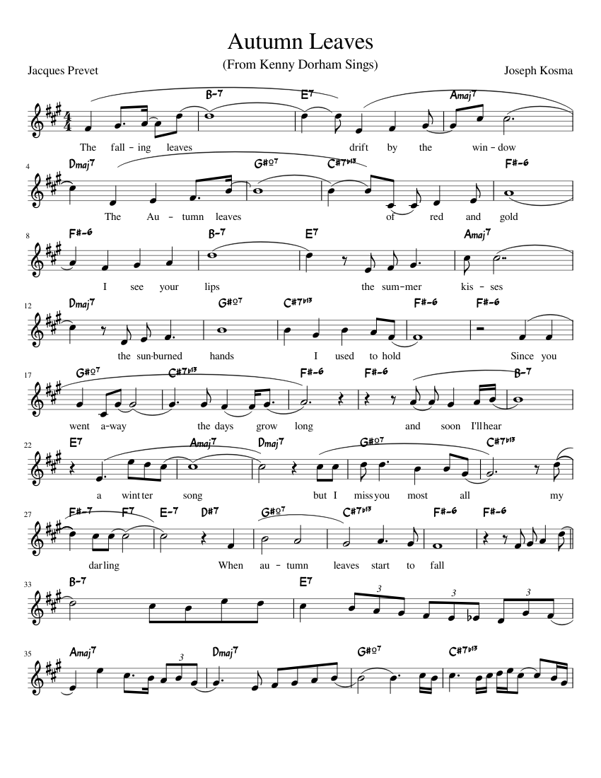 Autumn Leaves Trumpet Pdf - KibrisPDR