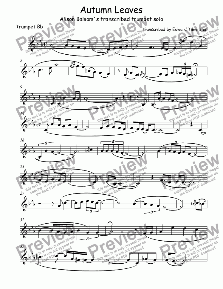 Detail Autumn Leaves Trumpet Pdf Nomer 46