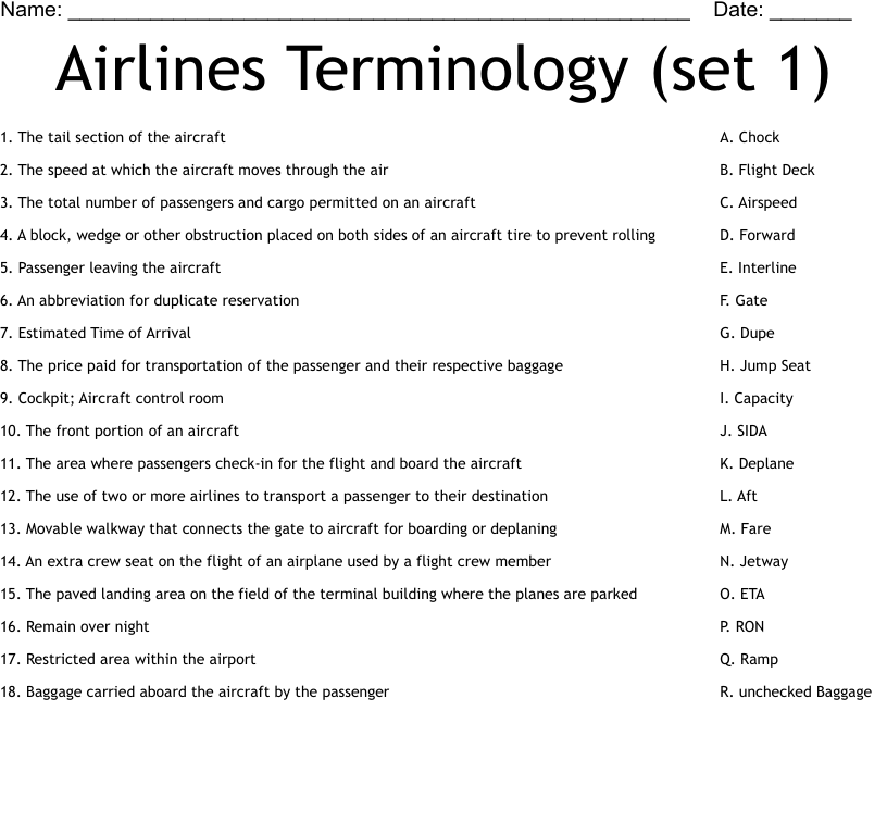 Detail Aviation Terminology For Flight Attendants Nomer 14