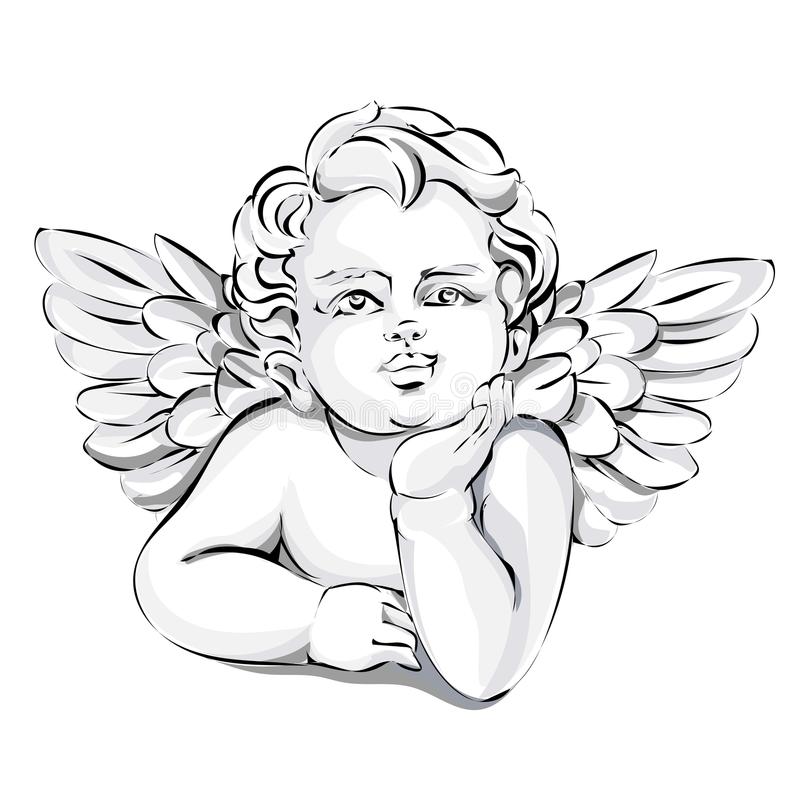 Detail Baby Angel Clipart Black And White Nomer 33