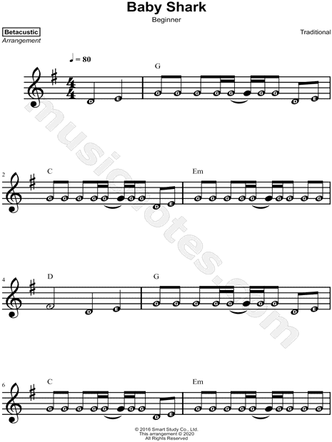Detail Baby Shark Alto Saxophone Sheet Music Nomer 44