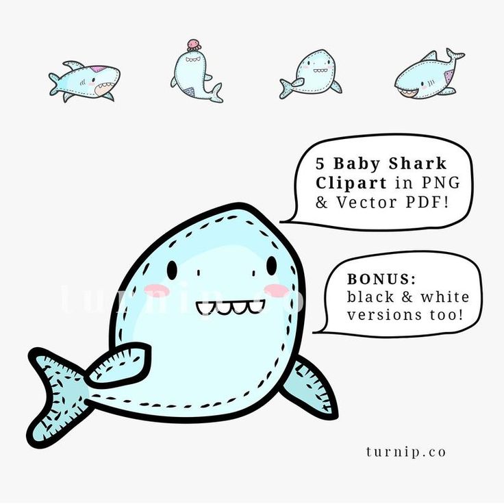 Detail Baby Shark Black And White Clipart Nomer 13