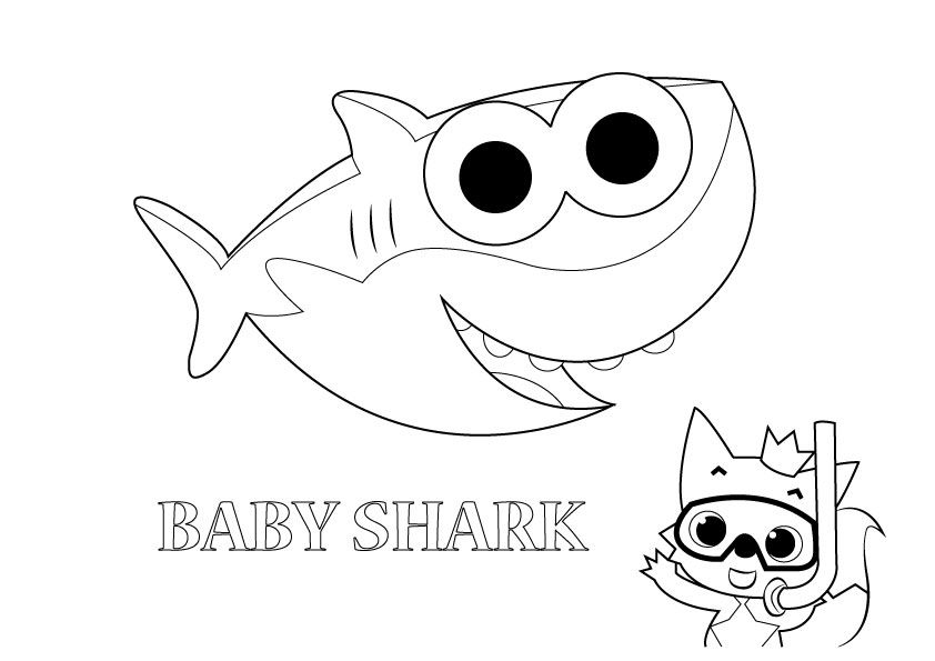 Detail Baby Shark Black And White Clipart Nomer 7